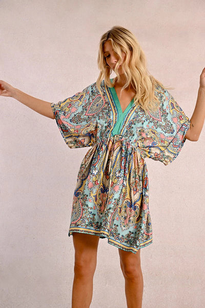 Molly Bracken Pretty Paisley Silky Dress Green