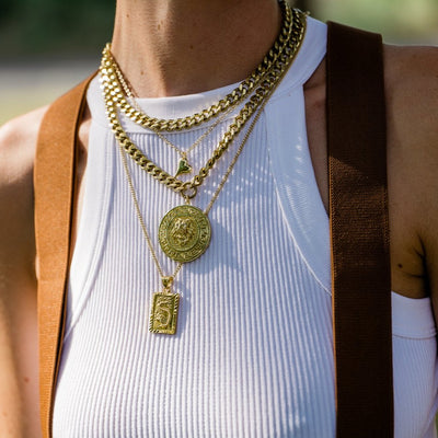 Rachel Nathan Large Dragon Tag Chain Necklace