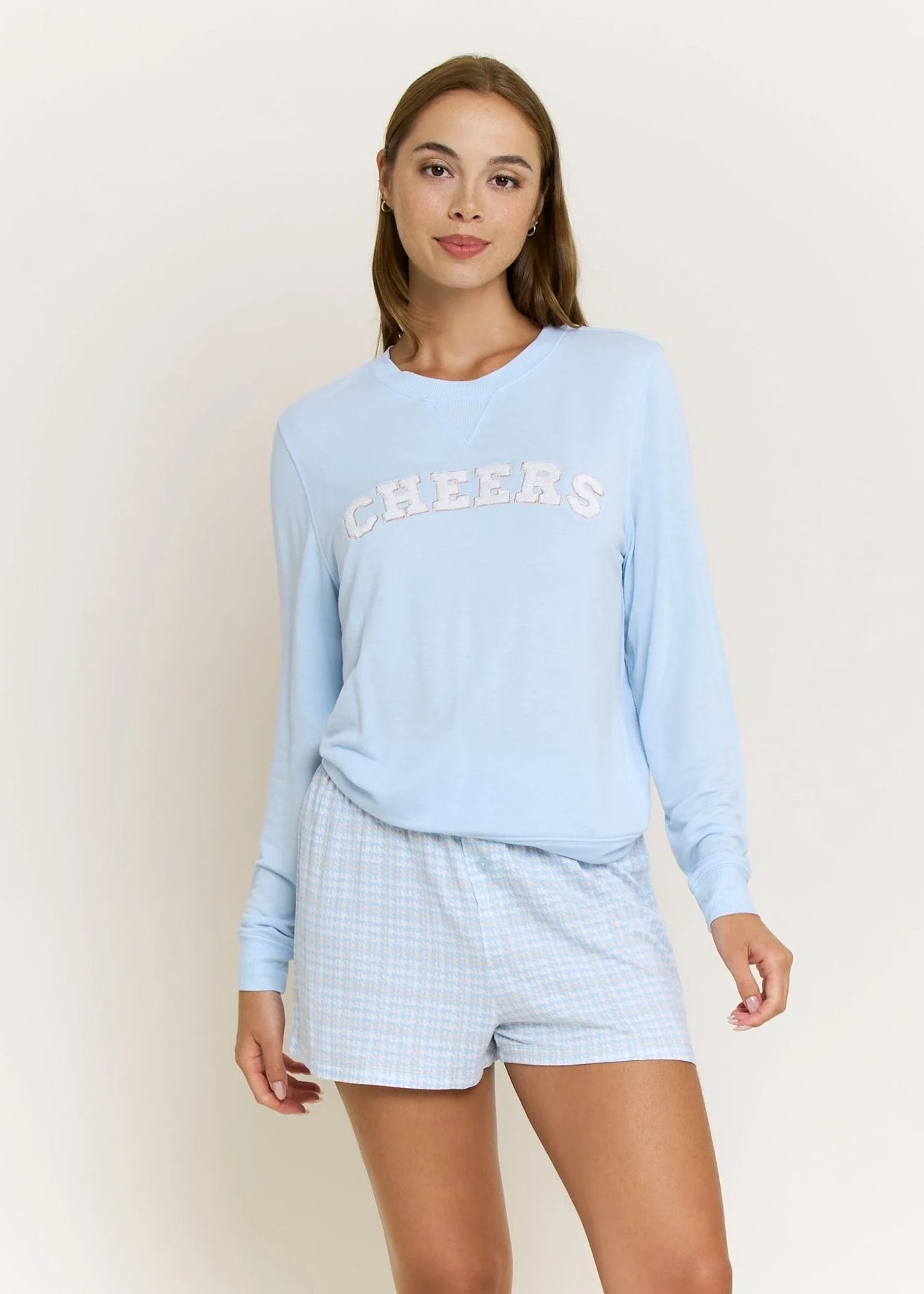 Honeydew Sugar Sweetheart L/S Shortie Set Icy Houndstooth