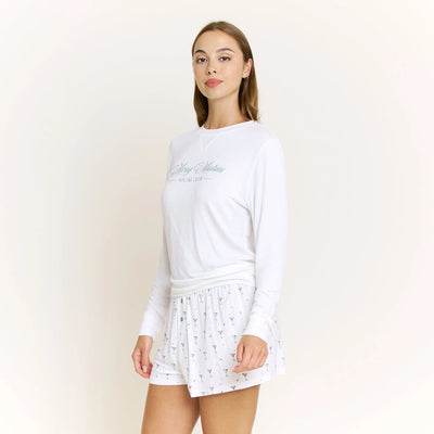 Honeydew Sugar Sweetheart L/S Shortie Set Ivory Martinis