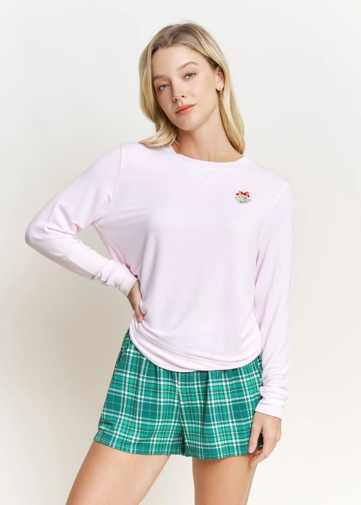 Honeydew Sugar Sweetheart L/S Shortie Set Mistletoe Plaid