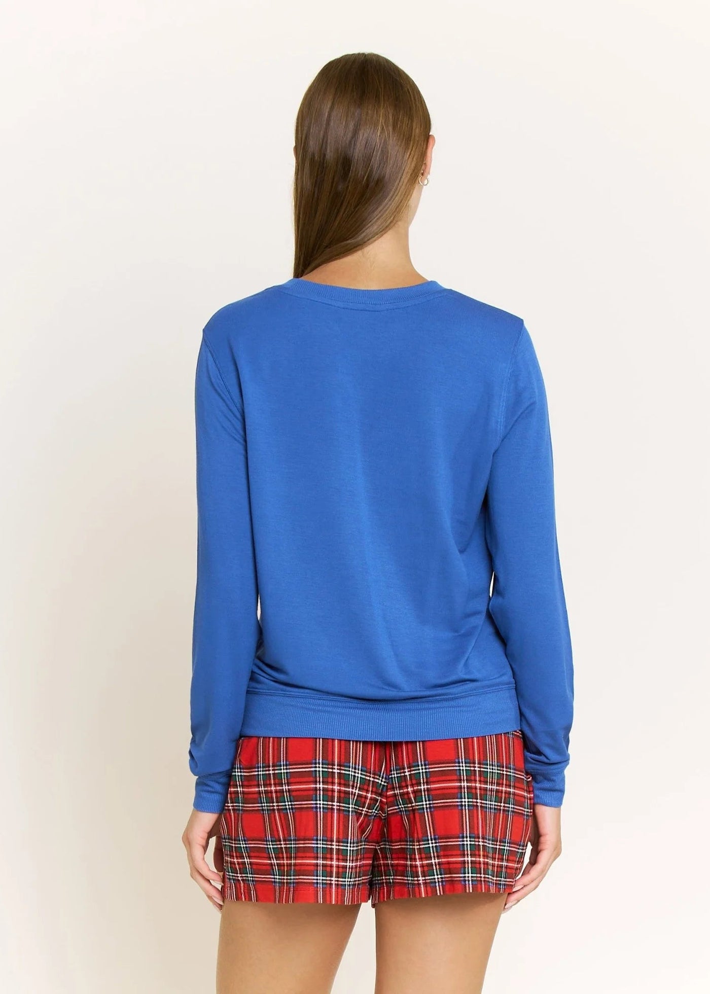 Honeydew Sugar Sweetheart L/S Shortie Set Sapphire Plaid