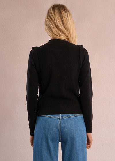 Molly Bracken Gold Botton Shoulder Detail Black