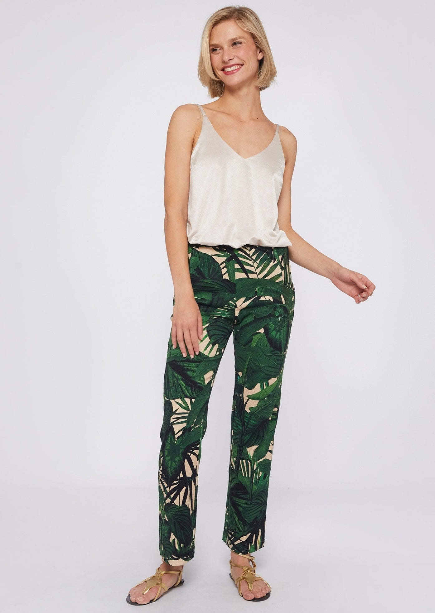 Vilagallo Lidia Palm Print Pant