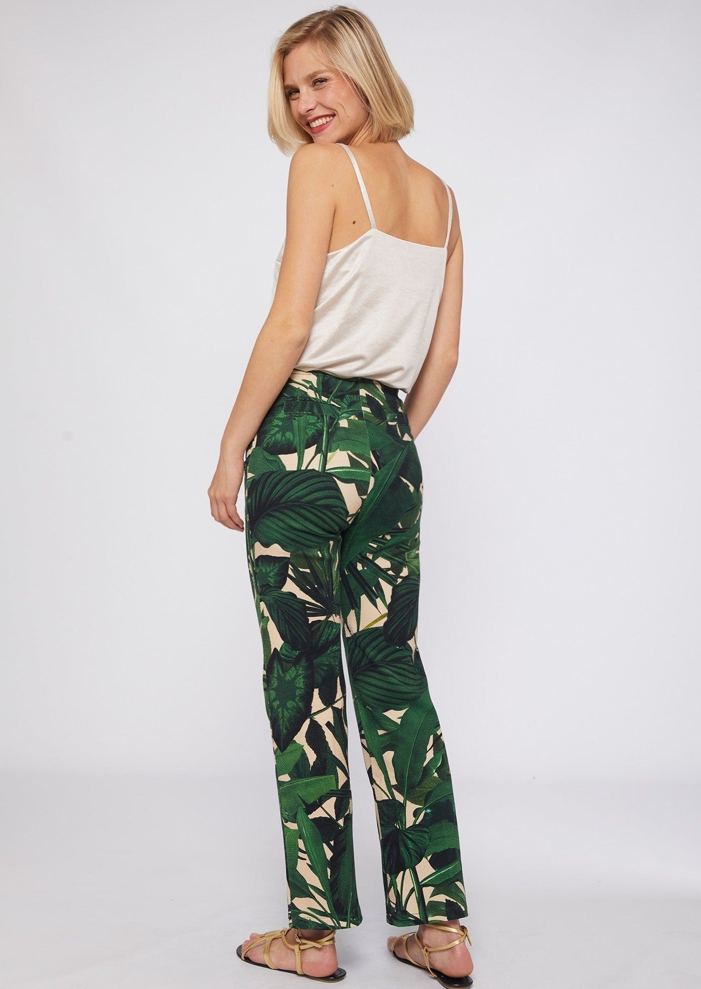 Vilagallo Lidia Palm Print Pant