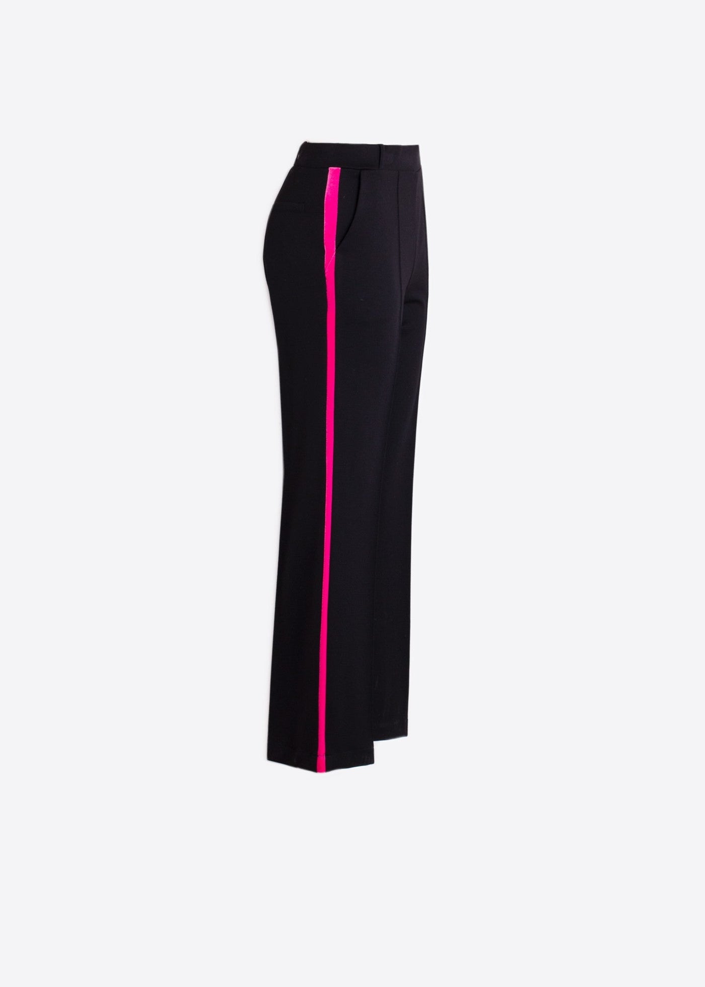 Vilagallo Tatiana Ponte Pant w/ Pink Velvet Stripe Black