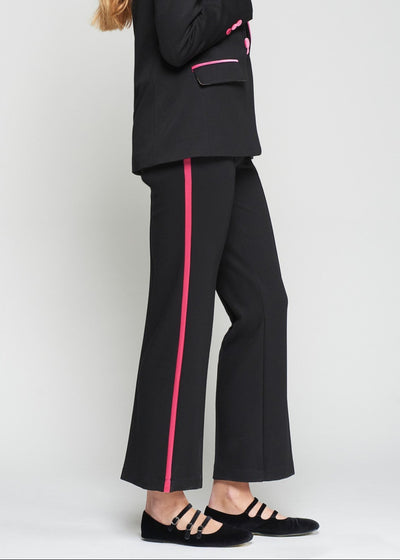 Vilagallo Tatiana Ponte Pant w/ Pink Velvet Stripe Black