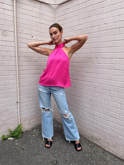The Pink Door High Neck Top -Pink