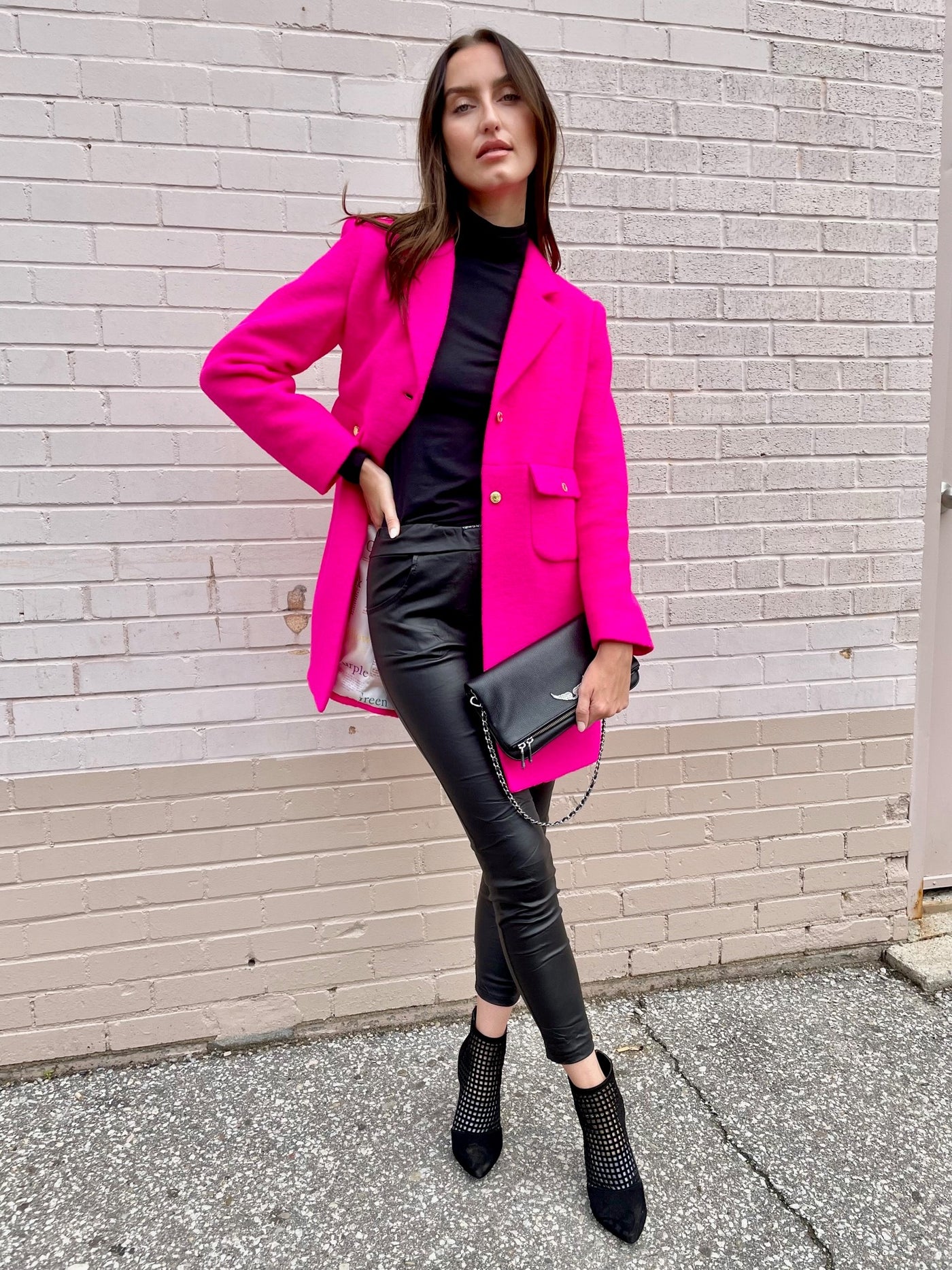 Vilagallo Lucia Wool Coat - Hot Pink