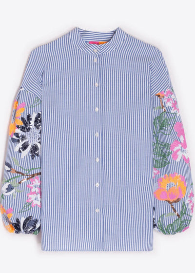 Vilagallo Uma Shirt Embroidered Sequins Flower Sleeve