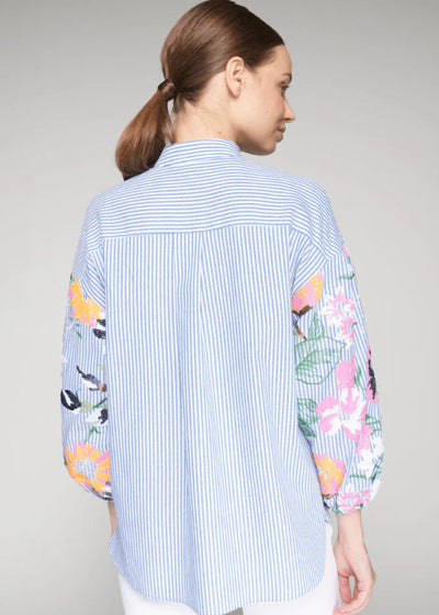 Vilagallo Uma Shirt Embroidered Sequins Flower Sleeve