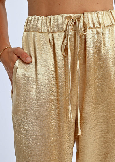 Molly Bracken Satin Pants Gold
