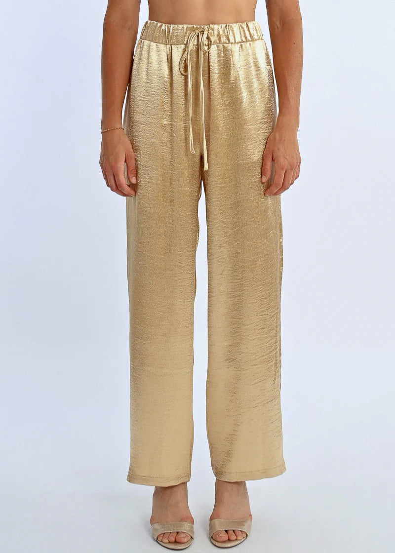 Molly Bracken Satin Pants Gold