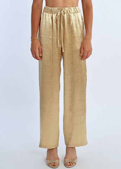 Molly Bracken Satin Pants Gold