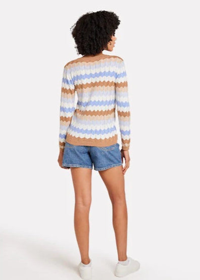 WISPR Zig Zag Crew Top Crema/Frost Blue