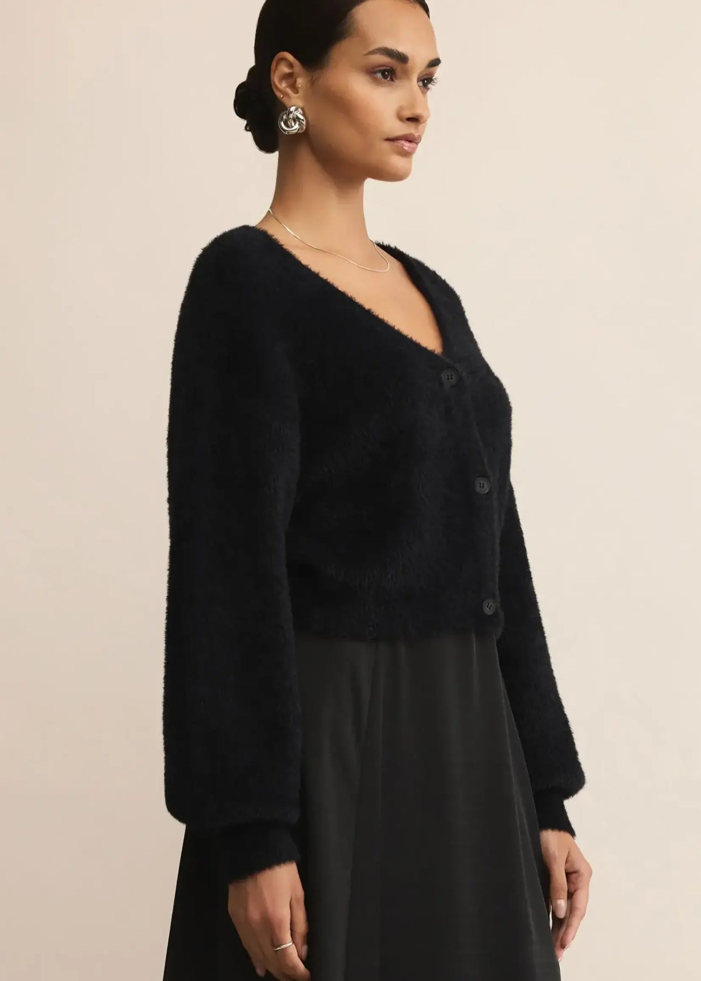 Z Supply Sadira Fluffy Cardigan Black