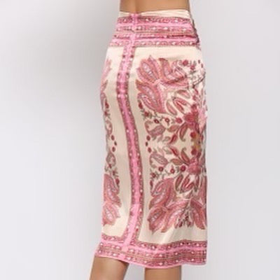 FATE Twist Front Scarf Print Skirt