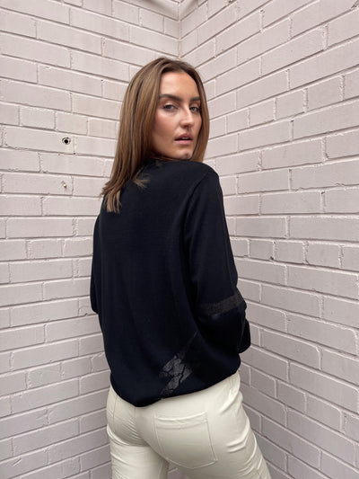 WISPR Foiled Strike Jumper Sweater - Coal/Neon Pink Stripes