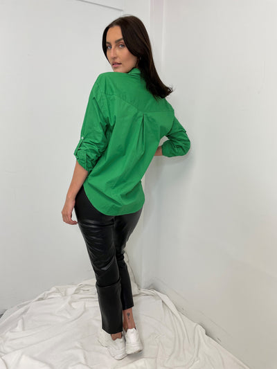 Crescent Oversized Shirt Emerald Green