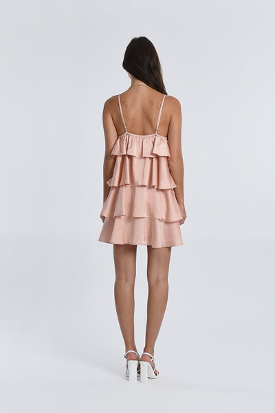 Molly Bracken Satin Layered Dress - Pink Rose