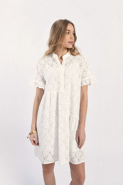Molly Bracken Babydoll S/S Lace Dress - Off White