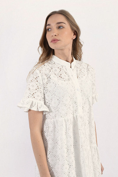 Molly Bracken Babydoll S/S Lace Dress - Off White
