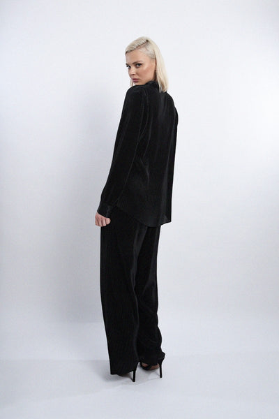 Molly Bracken Ribbed Wide Leg Pant - Black