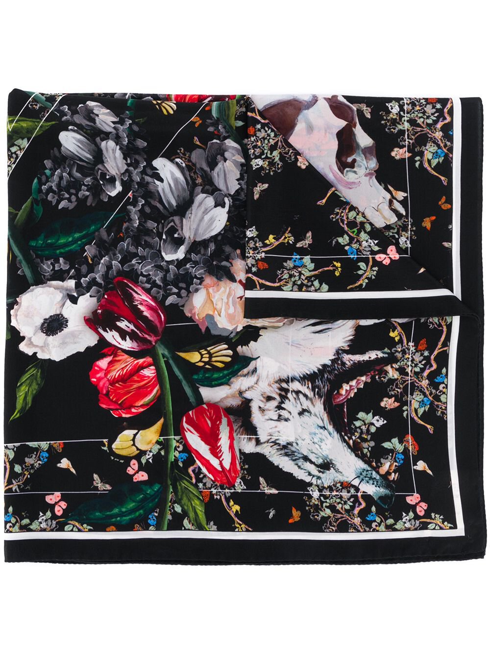 Zadig & Voltaire Lotty Floral Skull Silk Scarf