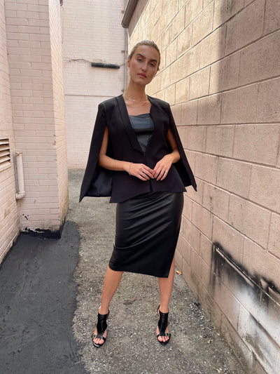 The Pink Door Cape Style Blazer - Black