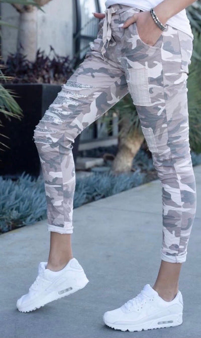 VENTI Camo Pant w Sequins Detail - Pink