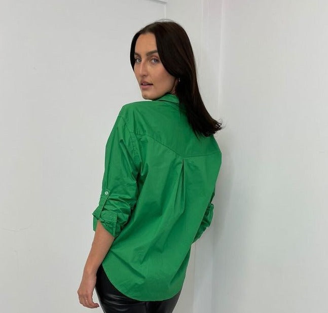 Crescent Oversized Shirt Emerald Green