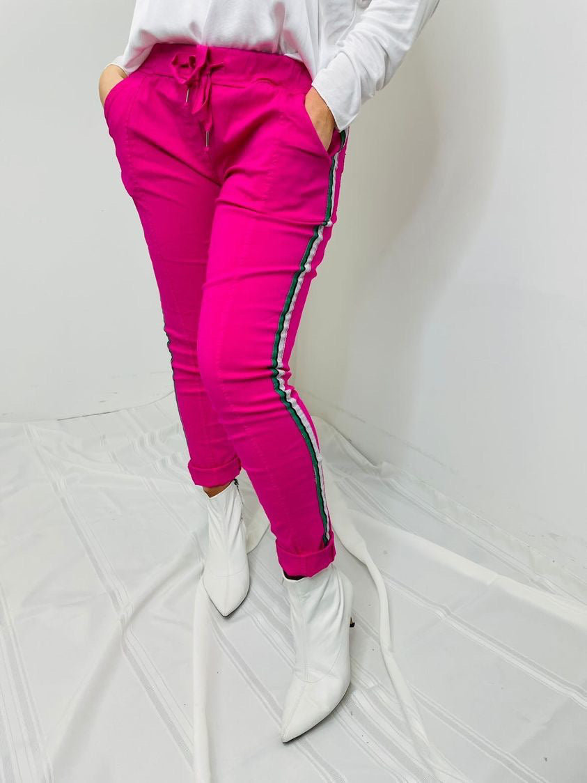 VENTI Jogger w/ Side Sparkle Stripe - Hot Pink