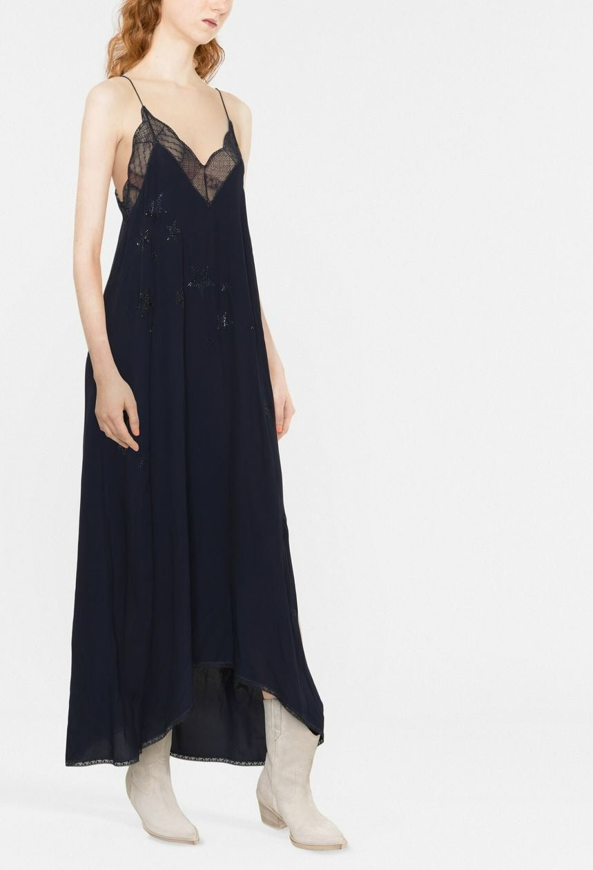Zadig & Voltaire Strass Embellished Star Slip Dress - Navy