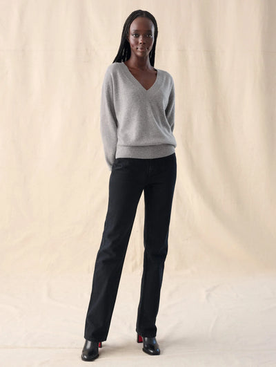 White + Warren Cashmere Core V Neck - Heather Grey