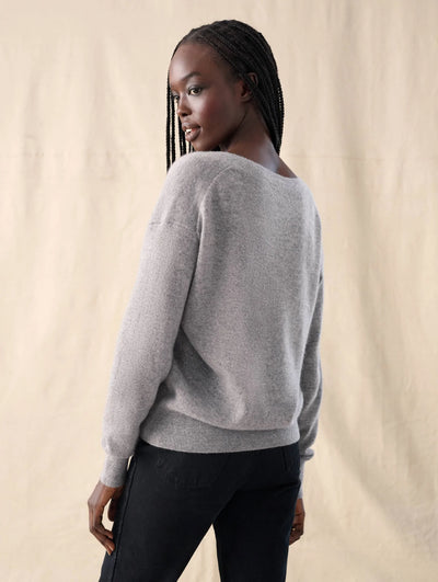 White + Warren Cashmere Core V Neck - Heather Grey