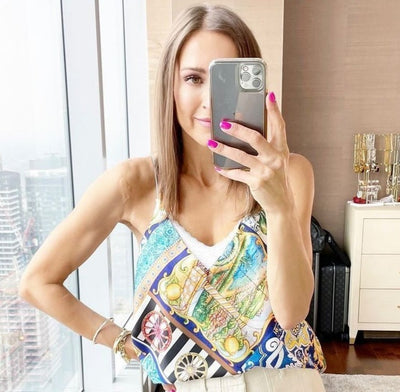 The Pink Door Printed Silky Cami - Lemon