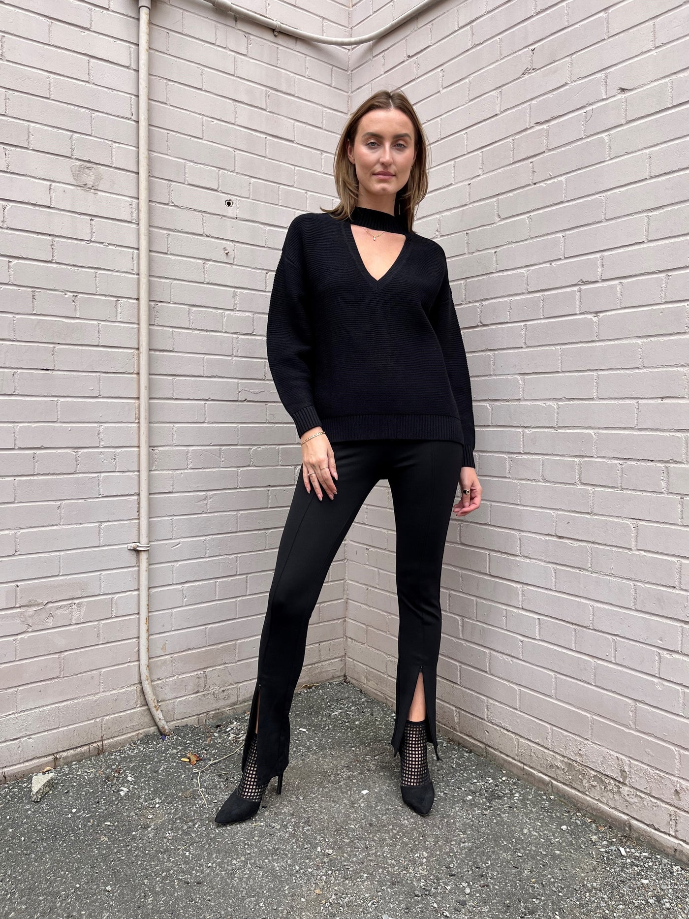 Madison The Label Henley Black Pull On Zip Pants