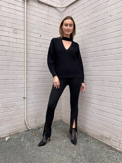 Madison The Label Henley Black Pull On Zip Pants