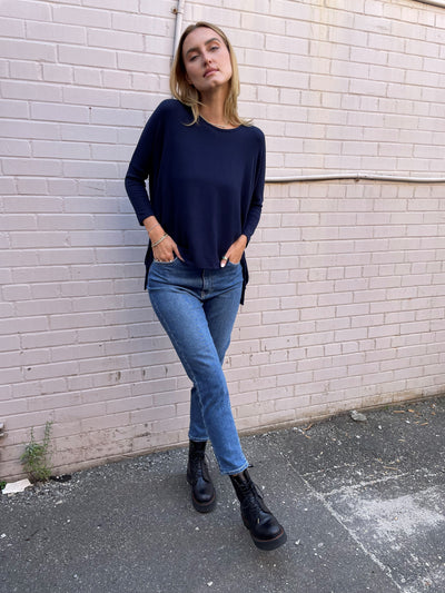 Stark X Soft Solid Wide Body Sweater - Navy
