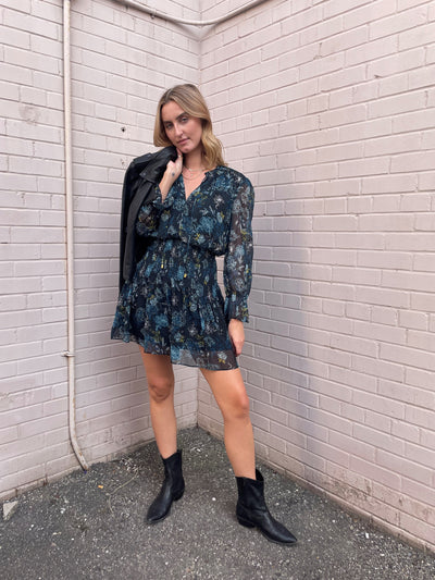 Bishop + Young Marmont Floral Print Boho Dress - Jasmine Teal