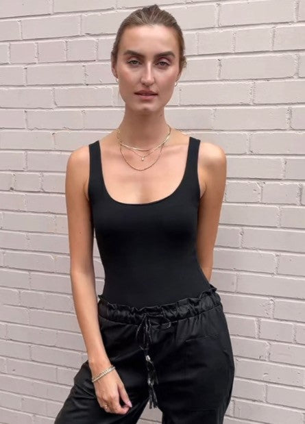 The Pink Door Tank Body Suit - Black