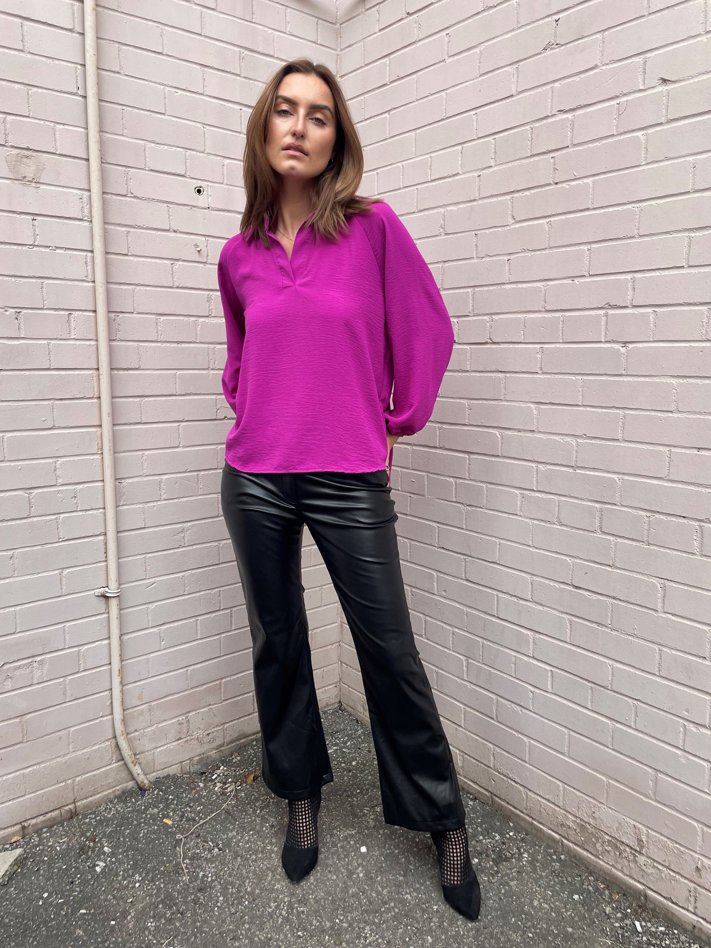 The Pink Door Magenta Oversized Blouse
