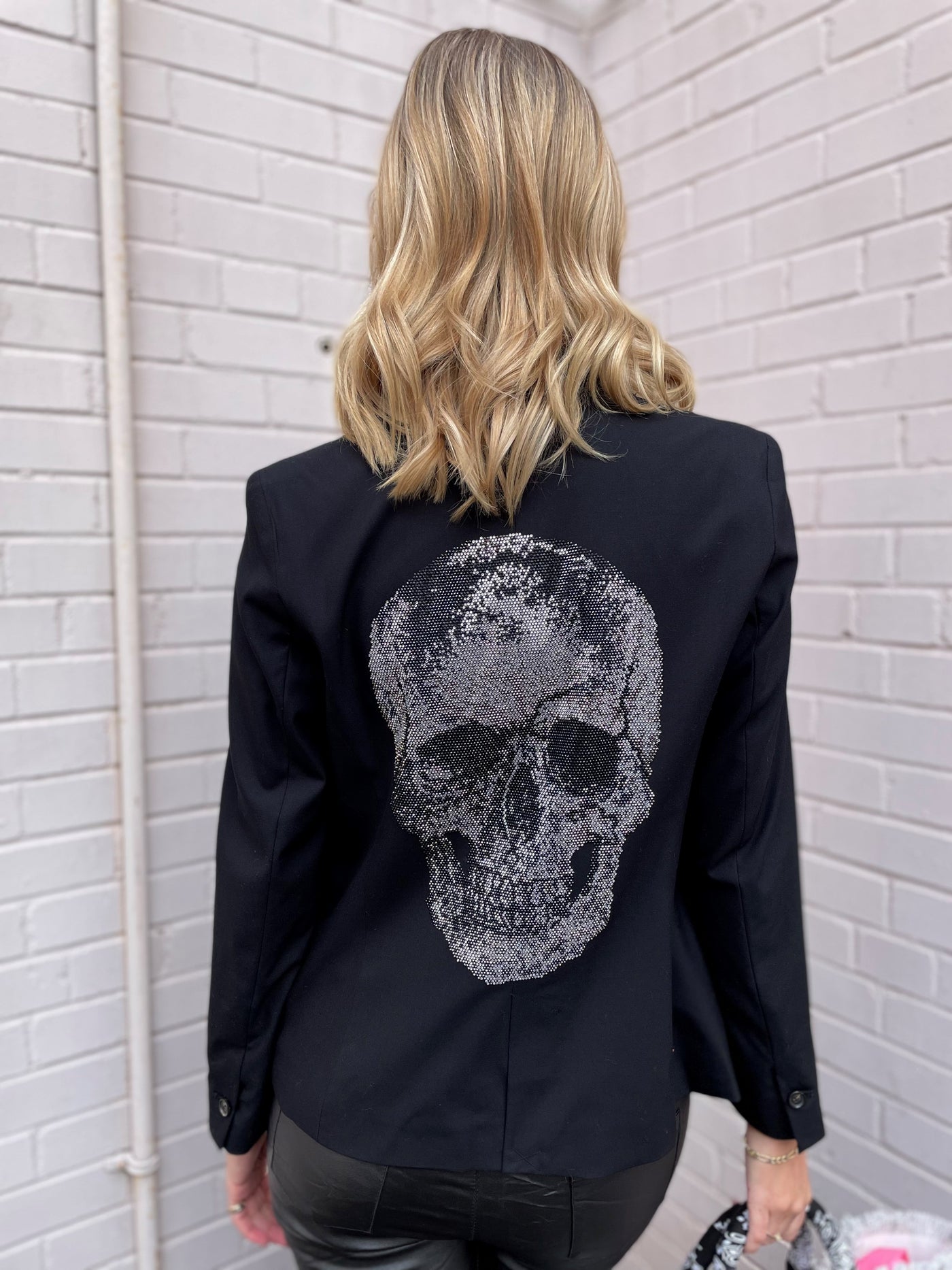 Hipchik Black Fitted Skull Rhinestone Blazer