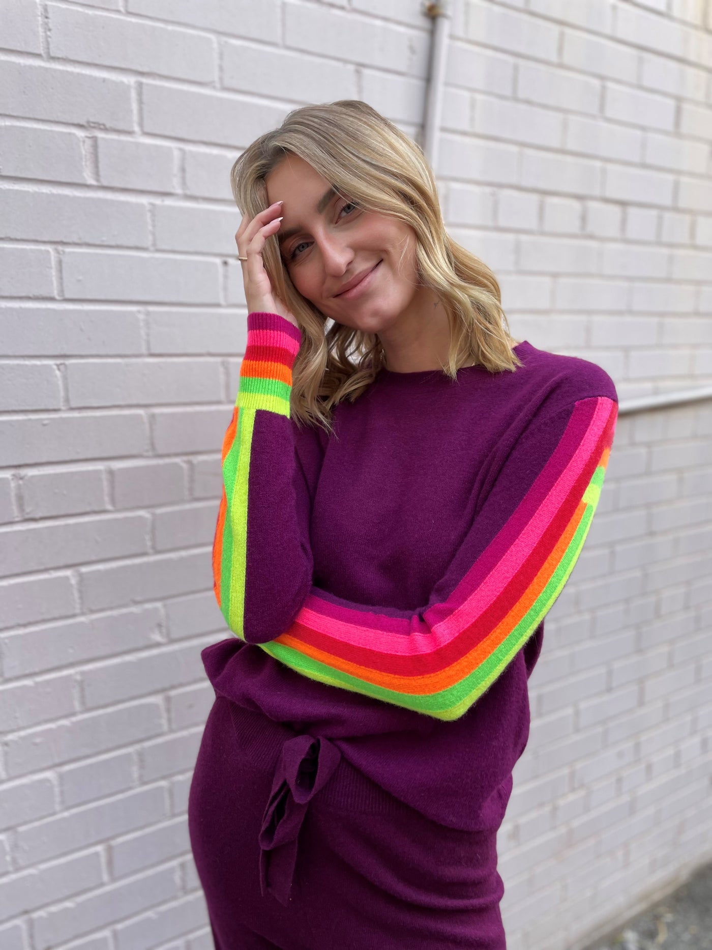 Brodie Rainbow Chevron Sweater - Aubergine