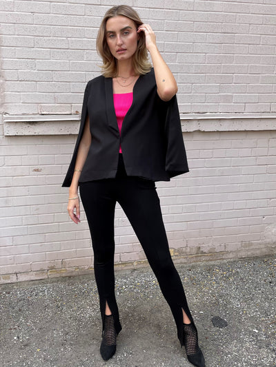 The Pink Door Cape Style Blazer - Black