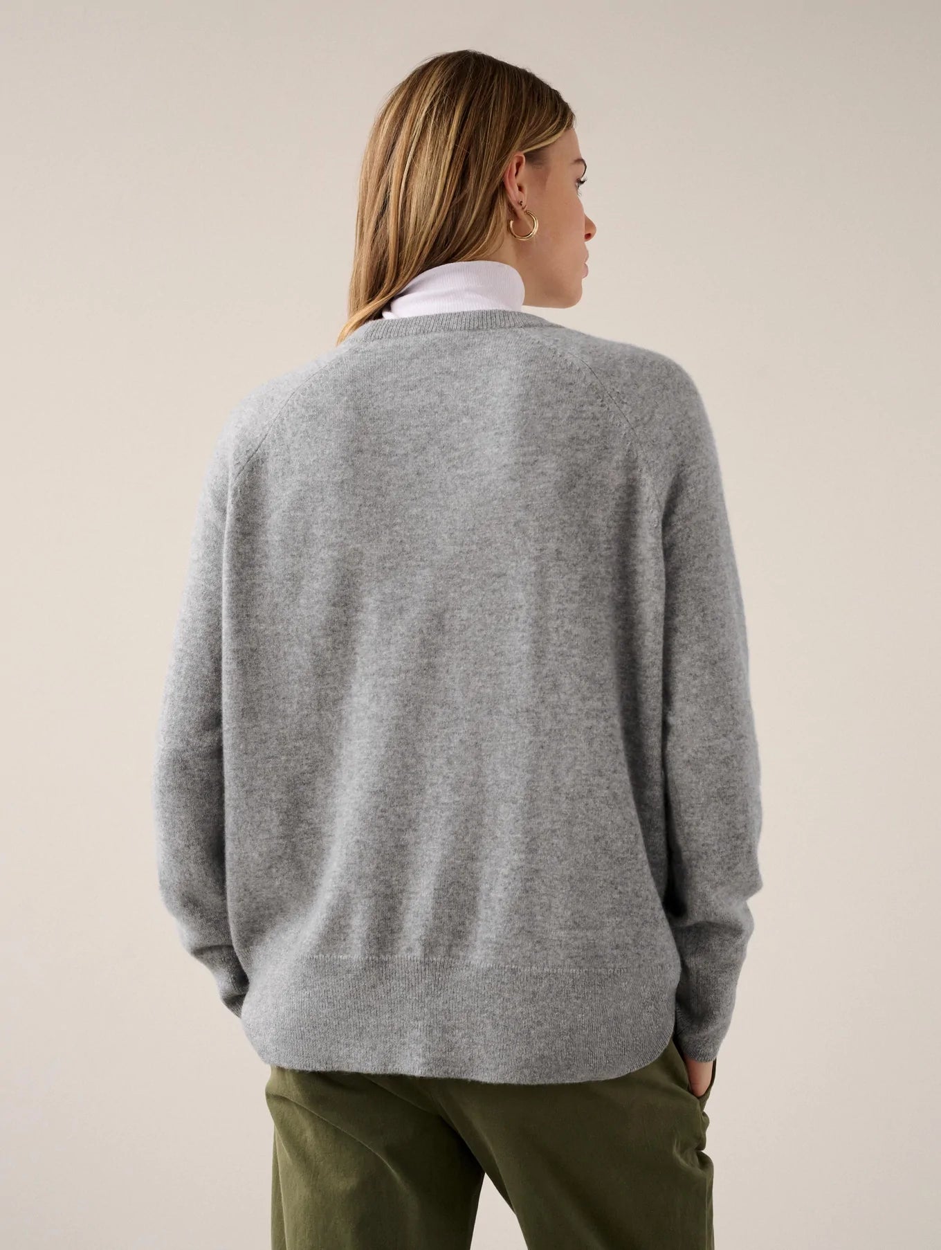 White + Warren Cashmere Boyfriend Sweatshirt - Parchment Heather