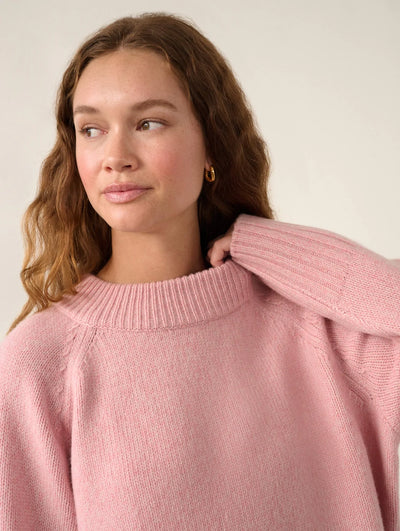 White + Warren Cashmere Blend Marled Crewneck - Pink