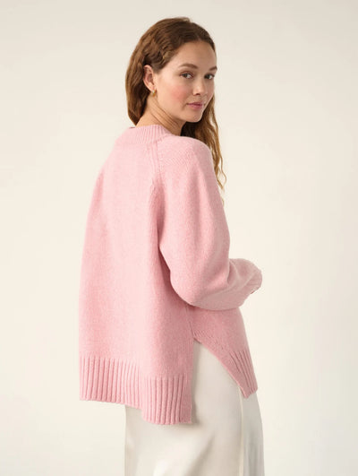 White + Warren Cashmere Blend Marled Crewneck - Pink
