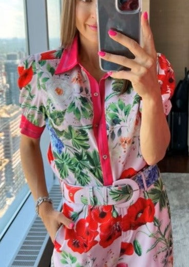 The Pink Door Floral Blouse Pink-Red