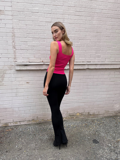 The Pink Door Square Cut Knit Tank Top - Fuchsia